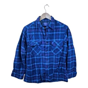 Vintage Pendleton Hombre’s M Años 60 Cuello Lazo Franela Mackenzie Azul Tartán Lana - Imagen 1 de 8