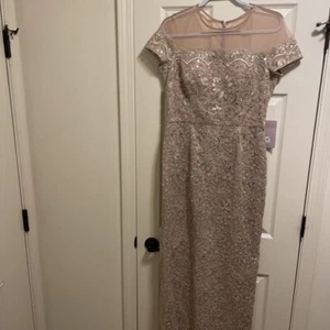 J S Collection Damen Spitzenkleid Kleid Beige Blumen Gefüttert Reißverschluss Verziert 10 Neu - Bild 1 von 11