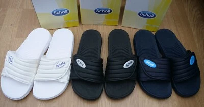 DR. SCHOLL'S Scholl Sliders Sandalen Nautilus Memory Cushion Herren Damen UK 3-10 Navy Weiß etc