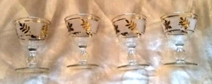 Juego de 4 copas de vino vintage Libbey hoja de oro esmerilado Sherbet cordial champán - Imagen 1 de 8