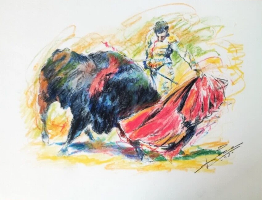 GCO9-AQUARELLE ORIGINALE-TAUROMACHIE-RENÉ DIAZ - Photo 1/1