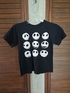 Disney Nightmare Before Christmas Kids Blk Jack Skellington Graphic Tee Sz S 5/6 - Picture 1 of 4