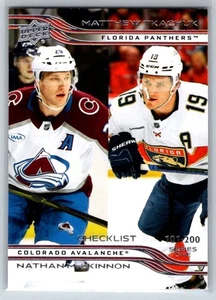 2025-26 Upper Deck Series 1 #200 Checklist Nathan MacKinnon Matthew Tkachuk - Picture 1 of 2