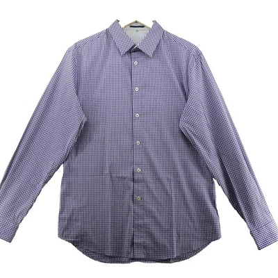 Elie Tahari Men's Size M Purple Check Cotton Casual Shirt - Image 1 of 4