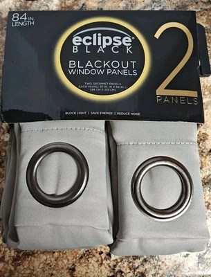 Eclipse Windsor Silver Gray 2 Panel Blackout Curtain  37" x 84" NEW - Image 1 of 3