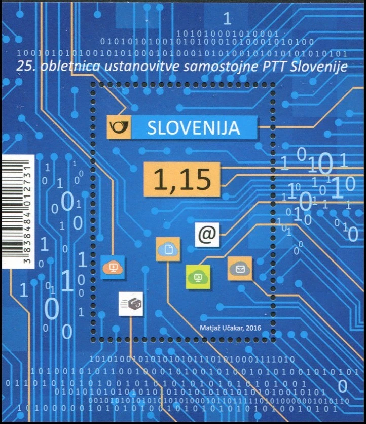 Eslovenia 2016. 25 Aniversario de la Fundación de PTT Slovenije (MNH OG **) S/S Foto 1 de 1