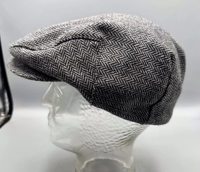 Stetson Herringbone Crook Cabbie Plano Gris M 7”-7 1/8” Hecho en EE. UU. Foto 1 de 4