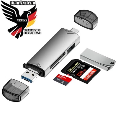 Kartenleser 6 in 1 SD Speicherkartenleser USB 3.0 Typ C Micro USB OTG TF XC MMC - Bild 1 von 4