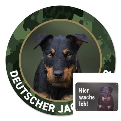 Deutscher Jagdterrier Autoaufkleber Zaunschild Hundeschild Hier wache ich - Bild 1 von 4