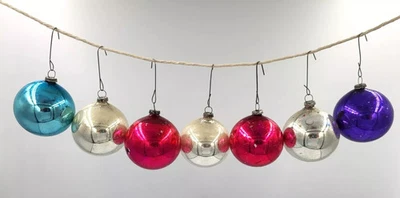 Lote de 7 adornos vintage brillantes para árbol de Navidad de vidrio de mercurio Brite Foto 1 de 4