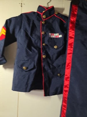 Marine Corps Dress Blues Uniform Jacket and Pants Costume Set - Chils Size 4 - Image 1 of 4