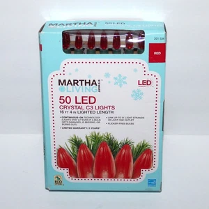 Martha Stewart 50 LED Christmas Lights Red C3 16ft indoor/outdoor NEW - Picture 1 of 6