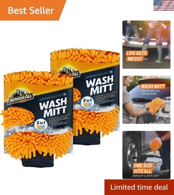 Guante de microfibra para lavado de autos para autos camiones motocicletas paquete de 2 limpieza automática Foto 1 de 4