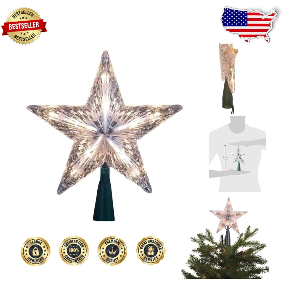 Kurt S. Adler 23745 - 10 Light 7 Clear Star Christmas Tree Topper