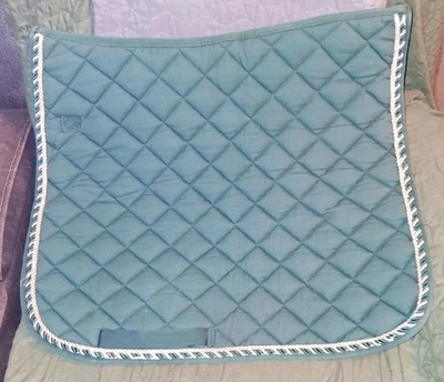 Horse Riding English Dressage Saddle Pad- Full Green w/Green & Gold Trim - Image 1 of 4