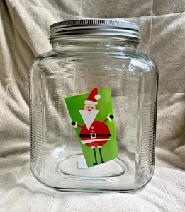 S326  NEW - Anchor Hocking  Christmas  1 Gallon Clear Glass Storage Jar with Lid - Picture 1 of 8