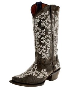 Womens Brown Western Boot Cowgirl Embroidered Snip Bota Mujer Vaquera Size 6,7,8 - Picture 1 of 5