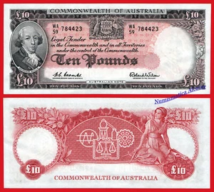 COMMONWEALTH OF AUSTRALIA 10 Pounds 1960-1965 Pick 36 SC- / aUNC - Imagen 1 de 1