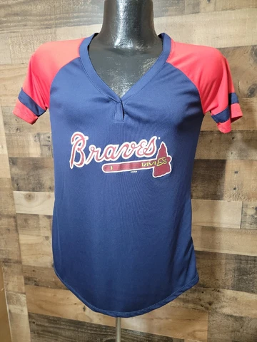 Braves Genuine Merchandise Women's Small Blue Red Short Sleeve Tshirt Cover