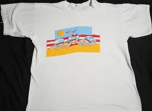 VINTAGE BEACH GRAPHIC T SHIRT XL WHITE - MADE IN CHINA - Picture 1 of 10