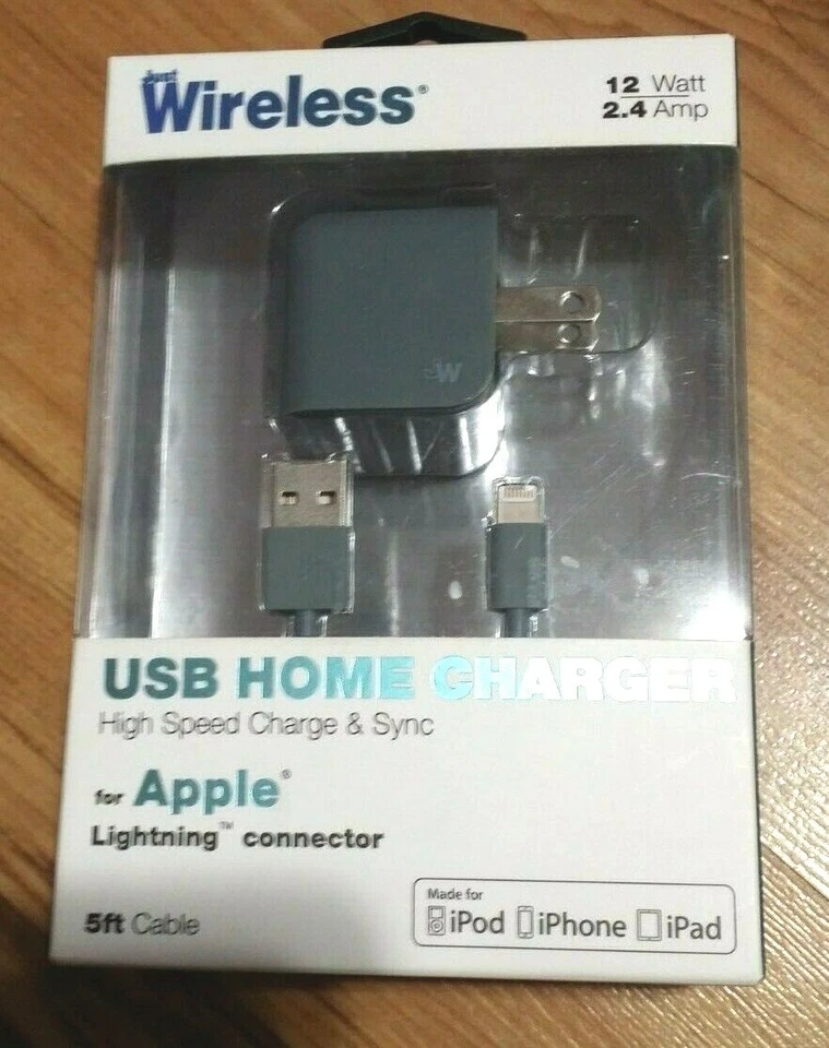 Cargador USB Hogar Alta Velocidad Carga y Sincronización Conector Apple 5 pies Cable Gris Nuevo Foto 1 de 1