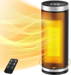 1500W Space Heater Portable PTC Ceramic Remote 12H Timer 60° Oscillation - Picture 1 of 13