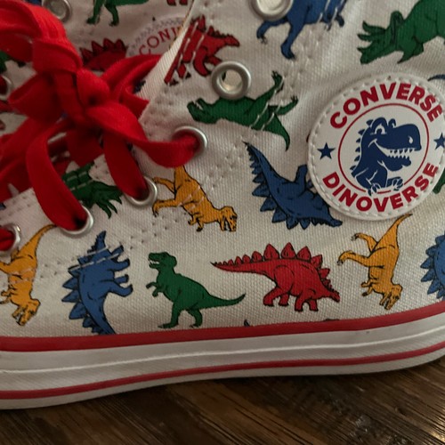 Sneakers alte Converse Dinoverse Dinosaur taglia US 2 scarpe per bambini giovani