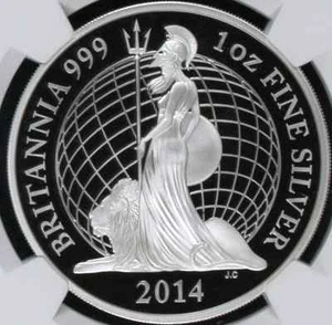 2014 Great Britain 2 Pound 1 Oz Proof Silver Britannia NGC PF70 ER - Picture 1 of 3