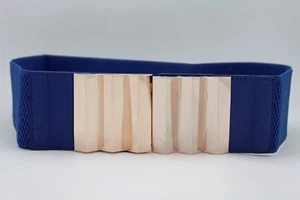 Divertido Cinturón Mujer Azul Ancho Elástico Correa Cadera Cintura Alta Largo Dorado Metal Hebilla S M - Imagen 1 de 12