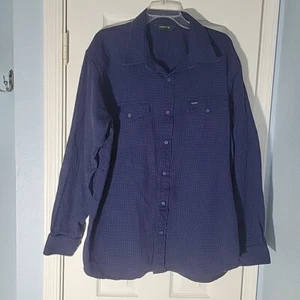 Orvis Shirt Mens Extra Large Blue Check Herringbon Flannel Flap Pocket Shacket - Picture 1 of 11