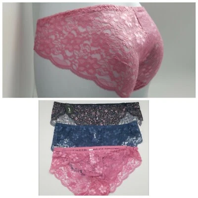 LAURA ASHLEY 3 Pack Women's Small Lace Panties Navy Pink Floral - Image 1 of 4