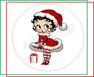 30 Christmas Mrs Santa Claus Betty Boop Inspired ENVELOPE SEALS LABELS 1.5" - Picture 1 of 3