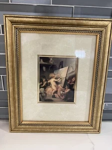 Passepartout gerahmter Kunstdruck Engel/Kirschen der Sixtinischen Kapelle von Raffael Goldrahmen - Bild 1 von 9