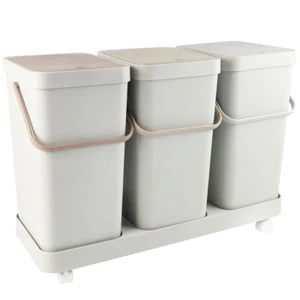 Abfalleimer 60L 3 Fächer (3 x 20L) Mülltrennsystem Abfalltrennsystem Kunststoff - Bild 1 von 9