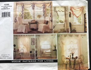 Vogue Patterns for Living 1596 Window Treatments Chair Cover Pillows UNCUT - Picture 1 of 4