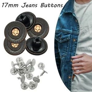 Jean Buttons No Sew Instant Buttons Replacement Hammer On Metal Studs 17mm - Picture 1 of 10