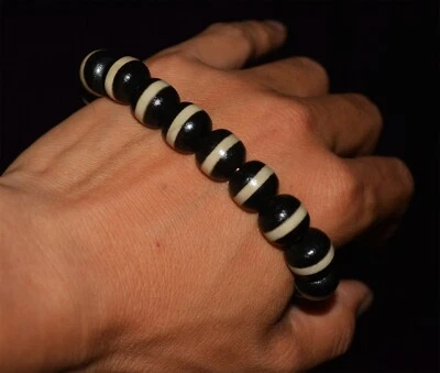Pulsera de cuentas antigua tibetana dzi amuleto cuentas de oración mala real gzi Foto 1 de 4