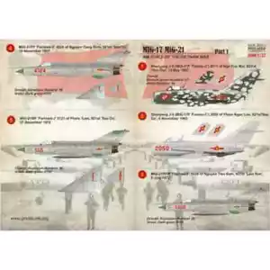 Druckwaage 32-011 Mikoyan MIG-17 MIG-21 Kampfflugzeug Aufkleber Maßstab 1/32 - Bild 1 von 2