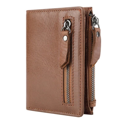 Wallet Men Leather Slim Wallet Card Holder Rfid Zipper Minimalist Mens Wallet - Image 1 of 4