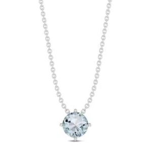 Aquamarine Solitaire Silver 925 Necklace & Pendant Blue Birthstone 1.25 ct. NEW - Picture 1 of 7