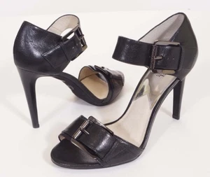 Michael Kors Faith Womens Black Leather Ankle Strap Dress Sandals Heel Shoes 9.5 - Picture 1 of 1