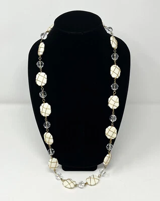 De Colección Joan Rivers Collar Declaración Cuentas Envueltas en Alambre Tono Oro Blanco Jaula Foto 1 de 4