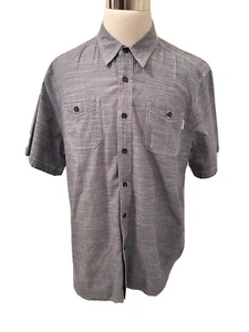 WOOLRICH Mens Shirt Blue Sea Cotton Short Sleeve Denim Size 2XL XX-Large NEW - Picture 1 of 7
