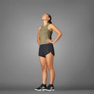 $40 adidas Pacer All Gym Seasonal Rib High-Rise Tonal 3-Stripes Shorts | Blk | S - Picture 1 of 14