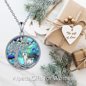 Regalos de cumpleaños para mujer Árbol de la vida Collar de alpaca Plata de ley con ábalo - Imagen 1 de 12