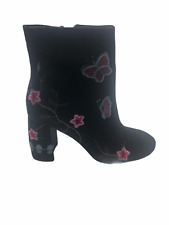 Nanette Lepore Women's Lilly Embroidered Boots Black New