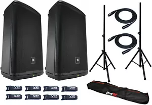 2x JBL EON710 Altoparlante 10" Alimentato con Bluetooth 1300W + 2x Cavi + Supporti e Borsa - Foto 1 di 7