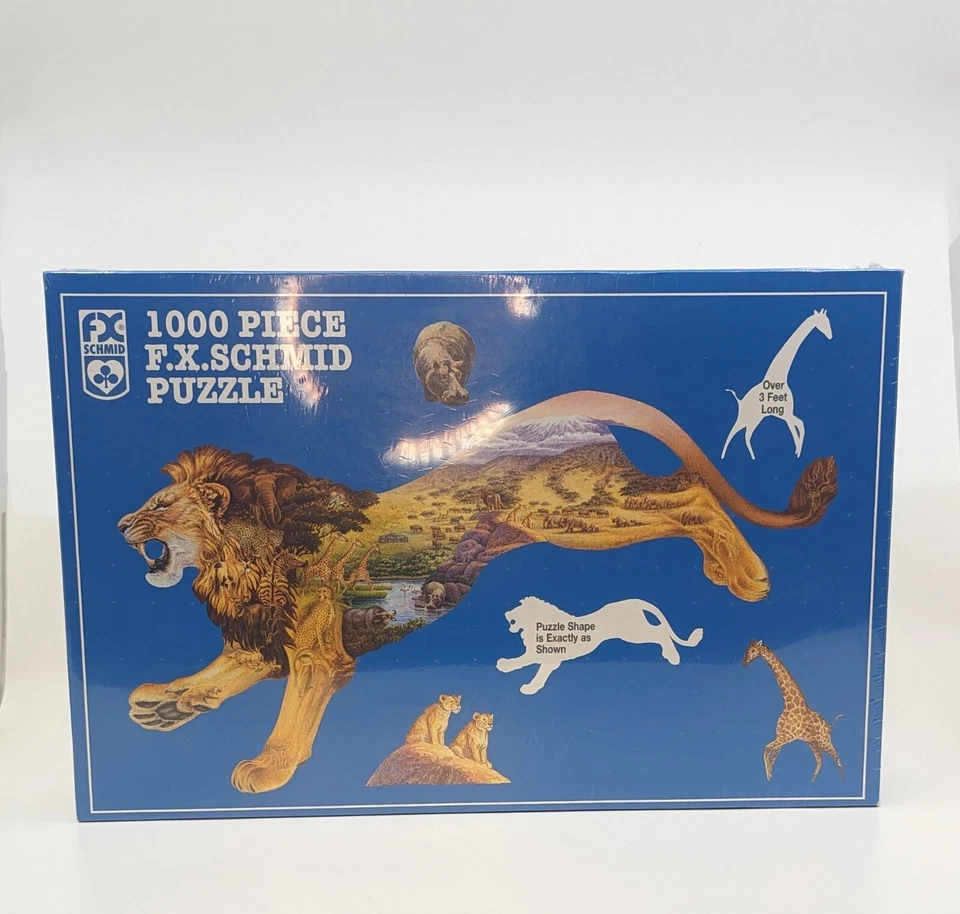 1000 PC Lion Shaped Puzzle F.x. Schmid Ride of The Plains 3 FT Long
