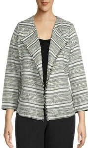 Chaqueta Blazer Kasper Mujer Petite S Negra Blanca Tweed Jacquard Flecos COMPLETA-540 - Imagen 1 de 6