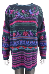 Amanda Smith Langarmpullover mehrfarbig bestickt Baumwolle Größe L - Bild 1 von 6